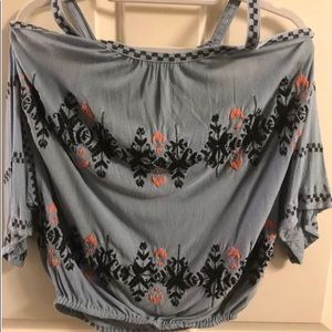 Flowy blue and orange free people top